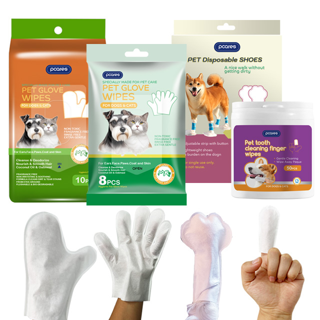 Pet glove cleaning wipes & Pet tooth cleaning fingle wipes