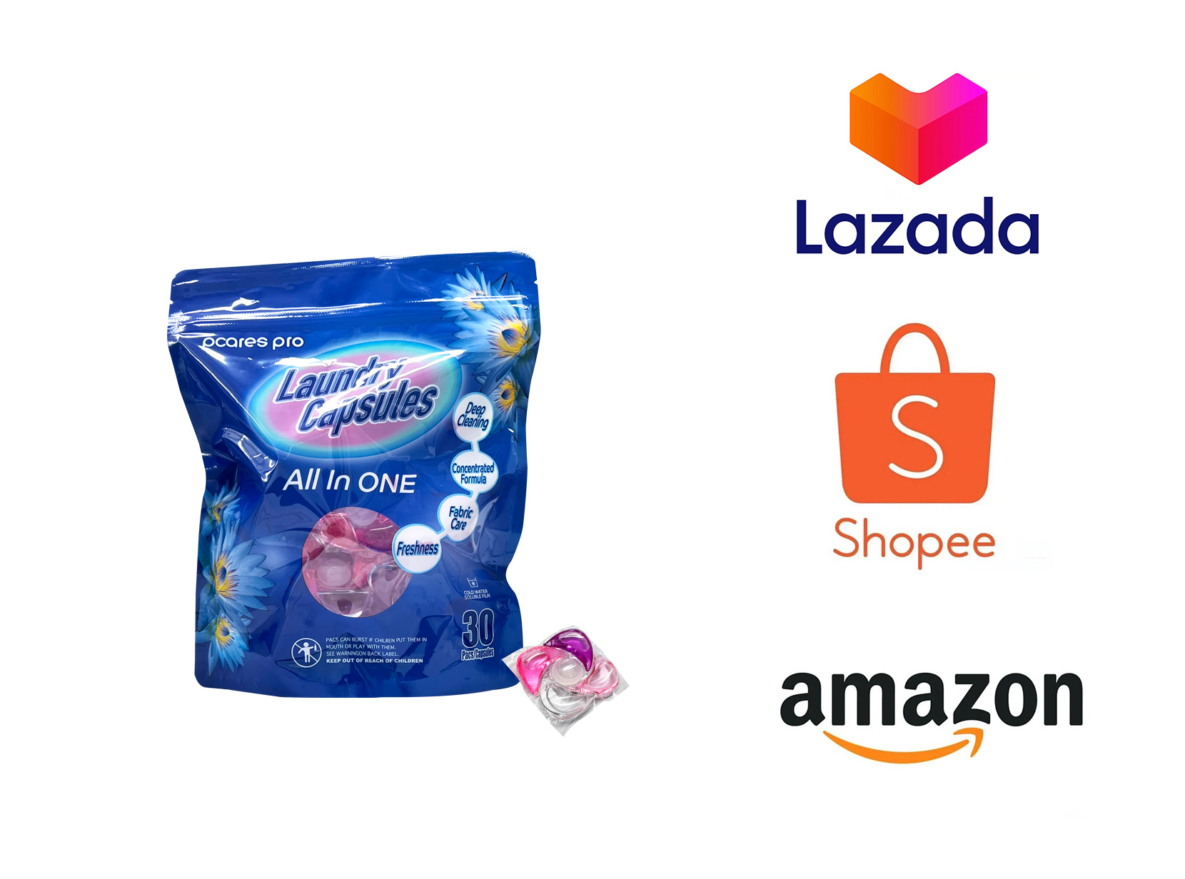 Pcares private brand products are sold on Lazada, Shopee and Amazon in Southeast Asia, including Indonesia, Singapore, Malaysia and Vietnam.