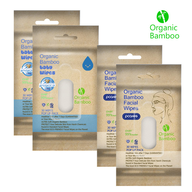 Pcares Organig Bamboo Facial Wipes & Baby Wipes 30 WIPES