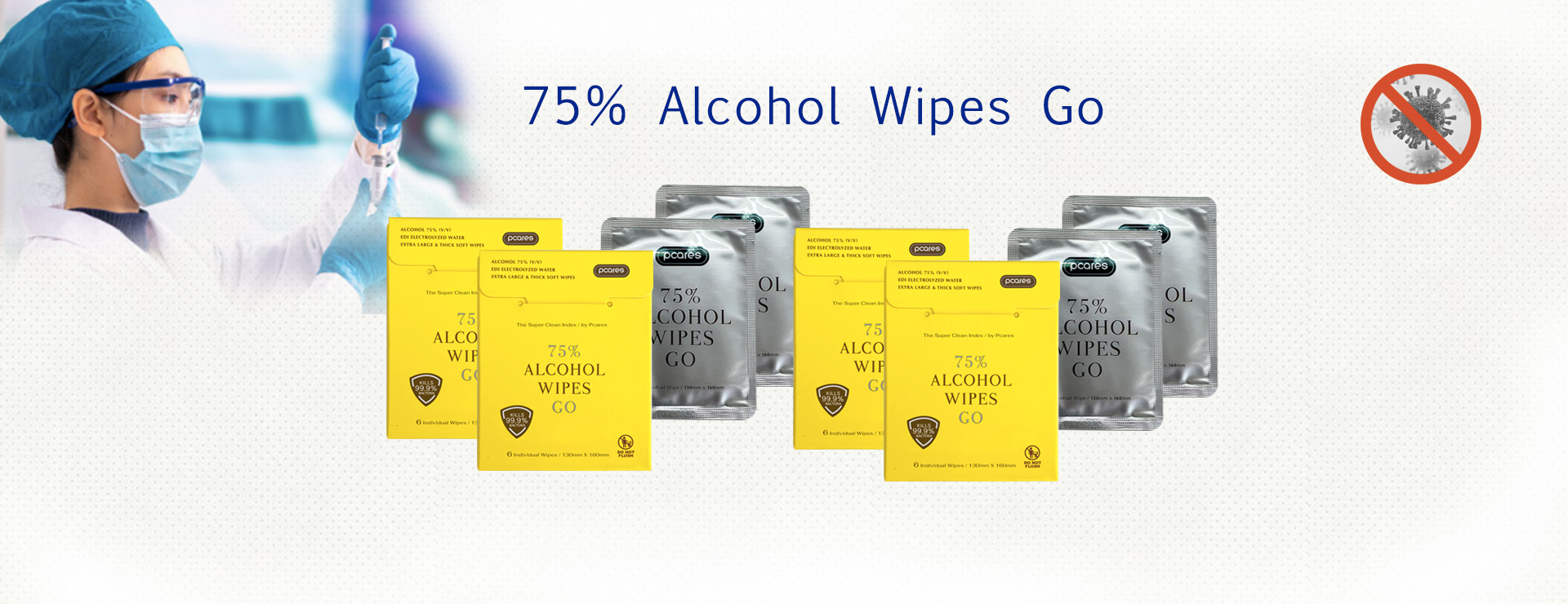 banner 75% Alcohol Wipes Go