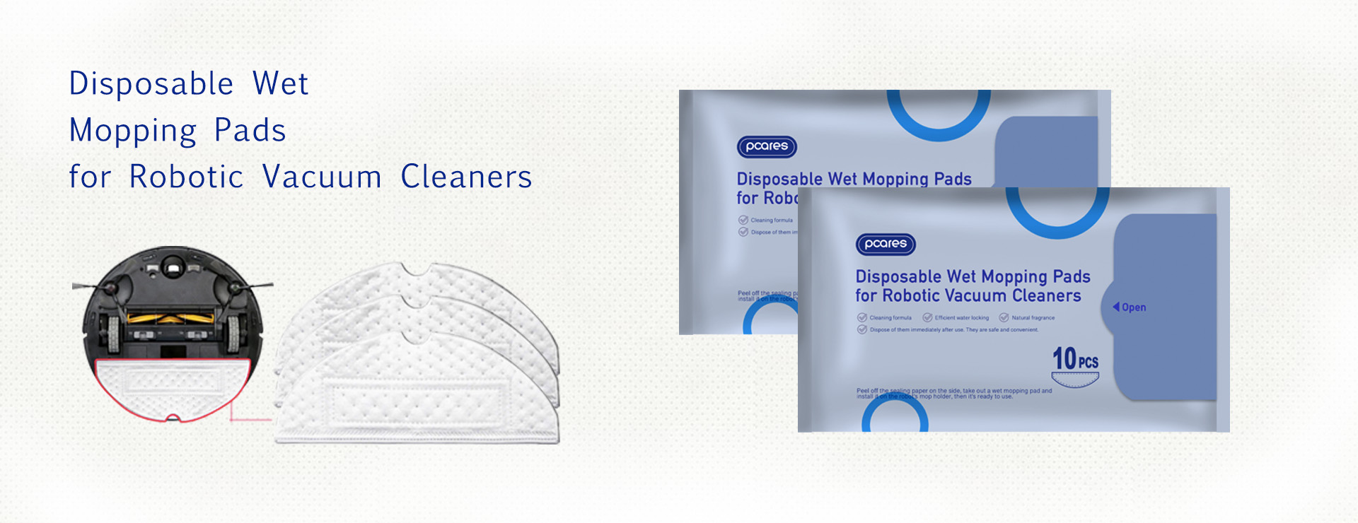 banner Disposable Wet Mopping Pads for Robotic Vacuum Cleaners