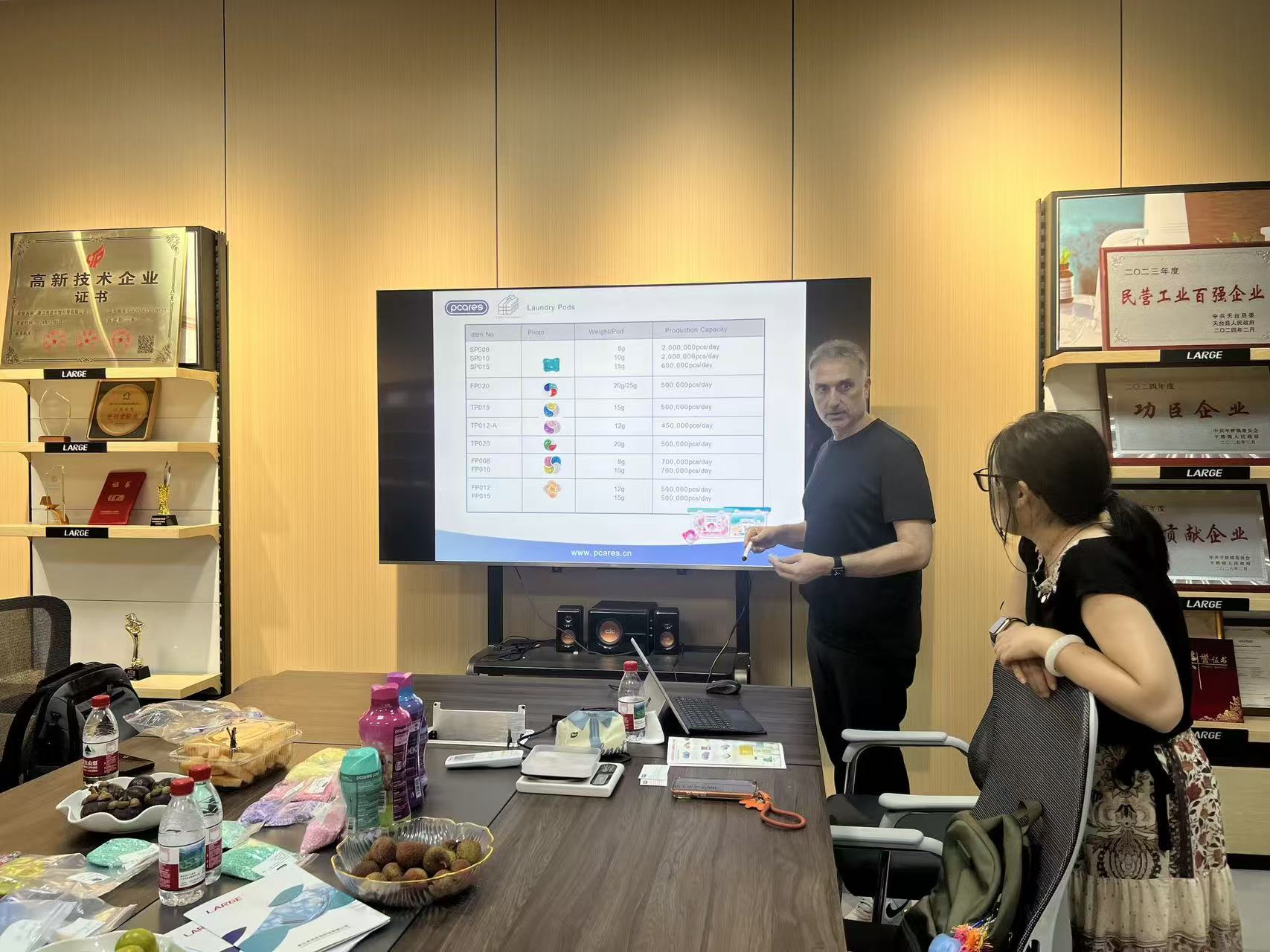 Argentine clients are coming to our company to discuss the laundry pod project.